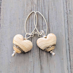 Sand Heart Drop Earrings-Earrings-Beach Art Glass