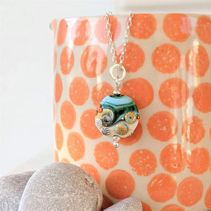 Sand & Sea Beach Babe Lentil Pendant-Necklace-Beach Art Glass