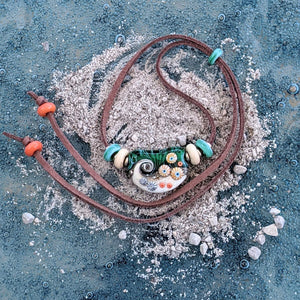 Sand & Sea Curve Necklace-Necklace-Beach Art Glass