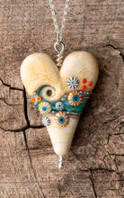 Load image into Gallery viewer, Sand &amp; Sea Extra Large Heart Pendant-Necklace-Beach Art Glass