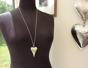 Sand & Sea Extra Large Heart Pendant-Necklace-Beach Art Glass