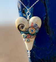 Load image into Gallery viewer, Sand &amp; Sea Extra Large Heart Pendant-Necklace-Beach Art Glass