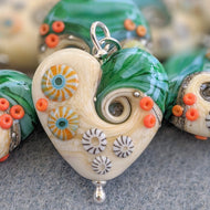 Sand & Sea Heart Pendant (sea on the shoulder)-Necklace-Beach Art Glass