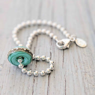 Sand & Sea Silver Bead Bracelet With Bead-Bracelet-Beach Art Glass
