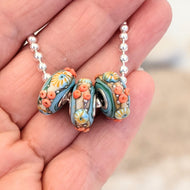 Sand & Sea Silver Cored Bead with Murrini-Bracelet Beads-Beach Art Glass