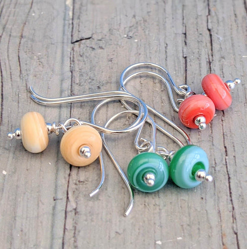 Sand & Sea Tiny Bead Earrings-Earrings-Beach Art Glass