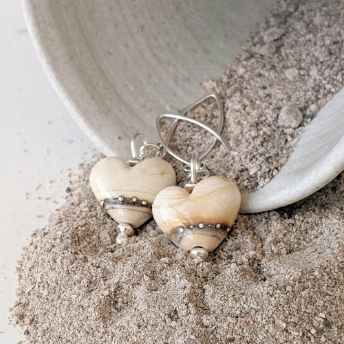 Sand Heart Drop Earrings