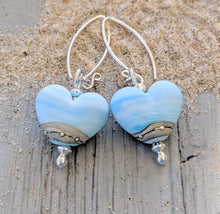 Load image into Gallery viewer, Sea Breeze Drop Heart Earrings-Earrings-Beach Art Glass