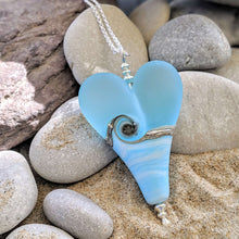 Load image into Gallery viewer, Sea Breeze Extra Large Heart Pendant-Necklace-Beach Art Glass