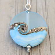 Sea Breeze Extra Large Lentil Pendant-Necklace-Beach Art Glass