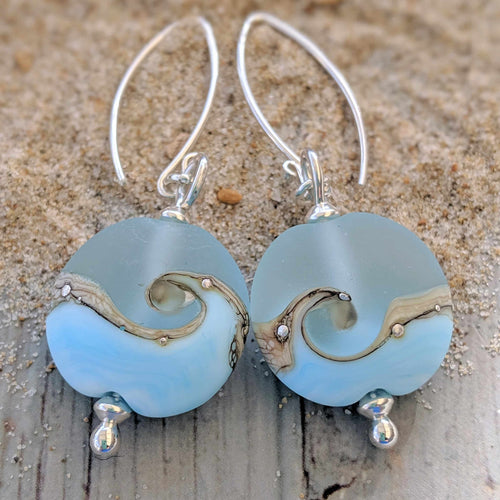 Sea Breeze Lentil Drop Earrings-Earrings-Beach Art Glass
