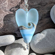 Sea Breeze Long Heart Pendant-Necklace-Beach Art Glass