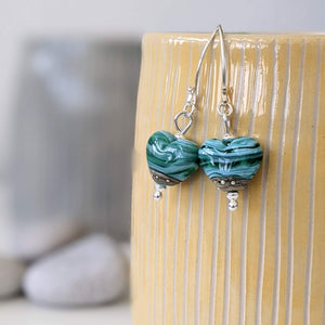 Sea Heart Drop Earrings-Earrings-Beach Art Glass