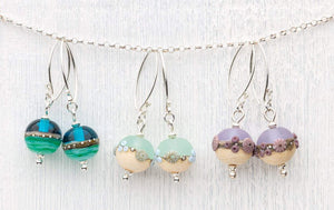 Sea Mist Ball Drop Earrings-Earrings-Beach Art Glass