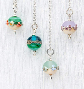 Sea Mist Beach Babe Ball Pendant-Necklace-Beach Art Glass