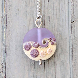 Sea Mist Lentil Pendant-Necklace-Beach Art Glass