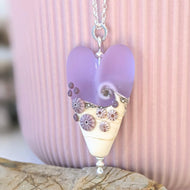 Sea Mist Long Heart Pendant-Necklace-Beach Art Glass