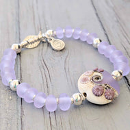 Sea Mist Silver Fish Bracelet-Bracelet-Beach Art Glass