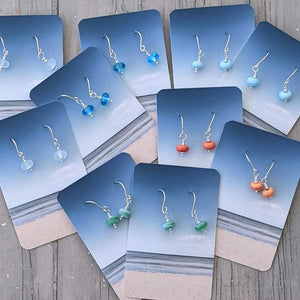 Sea Mist Tiny Bead Earrings-Earrings-Beach Art Glass