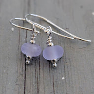 Sea Mist Tiny Bead Earrings-Earrings-Beach Art Glass