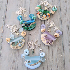 Sea Spray Curve Necklace-Necklace-Beach Art Glass