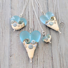 Load image into Gallery viewer, Sea Spray Extra Large Heart Pendant-Necklace-Beach Art Glass