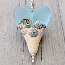 Load image into Gallery viewer, Sea Spray Extra Large Heart Pendant-Necklace-Beach Art Glass