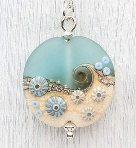 Sea Spray Extra Large Lentil Pendant-Necklace-Beach Art Glass