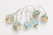 Load image into Gallery viewer, Sea Spray Heart Drop Earrings-Earrings-Beach Art Glass