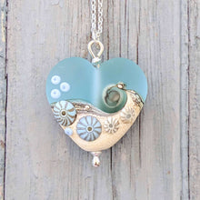 Load image into Gallery viewer, Sea Spray Heart Pendant-Necklace-Beach Art Glass