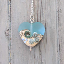 Load image into Gallery viewer, Sea Spray Heart Pendant-Necklace-Beach Art Glass