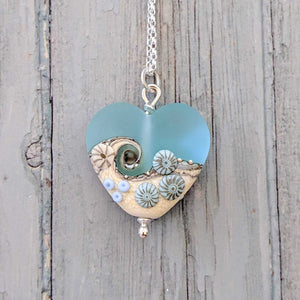 Sea Spray Heart Pendant-Necklace-Beach Art Glass