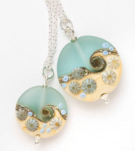 Sea Spray Lentil Pendant-Necklace-Beach Art Glass