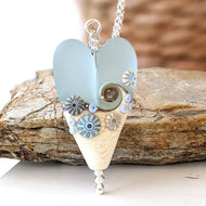 Sea Spray Long Heart Pendant