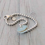 Sea Spray Silver Bead Bracelet With Bead-Bracelet-Beach Art Glass