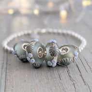 Sea Spray Silver Cored Bead with Murrini-Bracelet Beads-Beach Art Glass