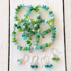 Shades of Green Bead Bracelets-Bracelet-Beach Art Glass