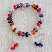 Load image into Gallery viewer, Shades of Red &amp; Navy Bead Bracelet-Bracelet-Beach Art Glass