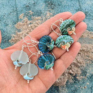 Deep Blue Sea Shell Earrings