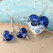 Load image into Gallery viewer, Shiny ... Beyond the Sea heart earrings