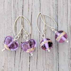 Shoreline Earrings in Lavender-Earrings-Beach Art Glass