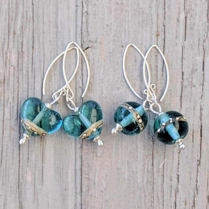 Shoreline Earrings in Marine-Earrings-Beach Art Glass