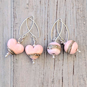 Shoreline Earrings in Pink-Earrings-Beach Art Glass