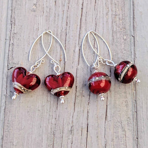 Shoreline Earrings in Red-Earrings-Beach Art Glass