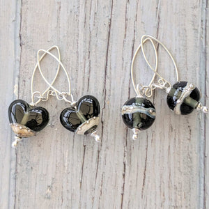 Shoreline Earrings in Slate-Earrings-Beach Art Glass