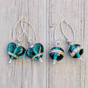 Shoreline Earrings in Teal-Earrings-Beach Art Glass