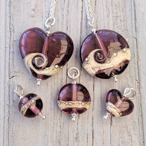 Shoreline Pendant, Medium or Mini, in Amethyst-Necklace-Beach Art Glass