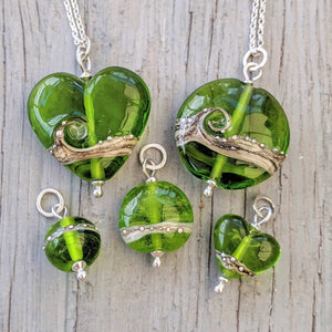 Shoreline Pendant, Medium or Mini, in Green-Necklace-Beach Art Glass