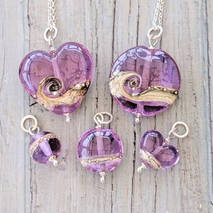 Shoreline Pendant, Medium or Mini, in Lavender-Necklace-Beach Art Glass