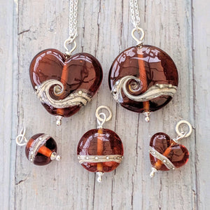 Shoreline Pendant, Medium or Mini, in Maple-Necklace-Beach Art Glass